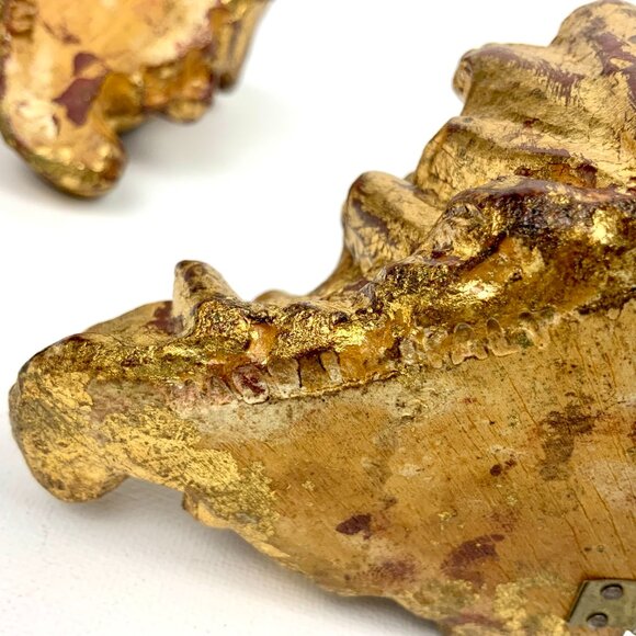 Pair Of Vintage Ornate Rococo Gilt Wood Wall Shelves Brackets Italy - Picture 8 of 16